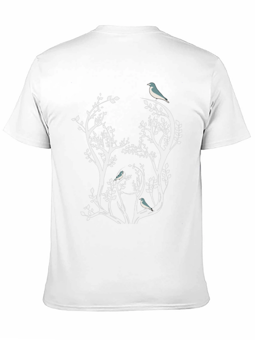 Nature Inspired Bird & Tree Graphic Black T-Shirt