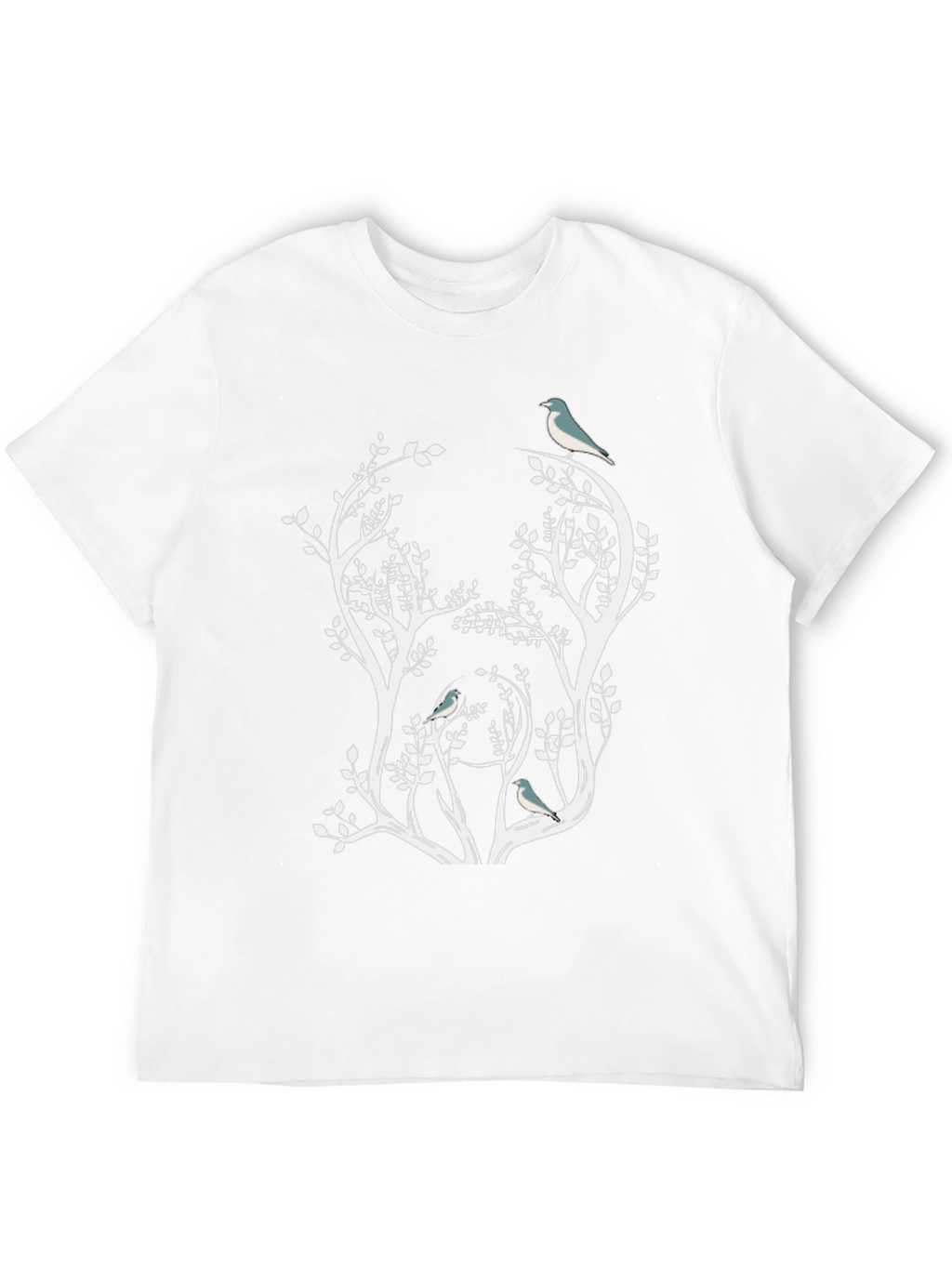 Nature Inspired Bird & Tree Graphic Black T-Shirt