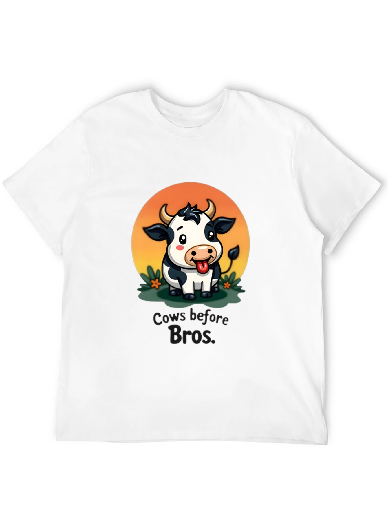 Cows Before Bros Cartoon Graphic T-Shirt