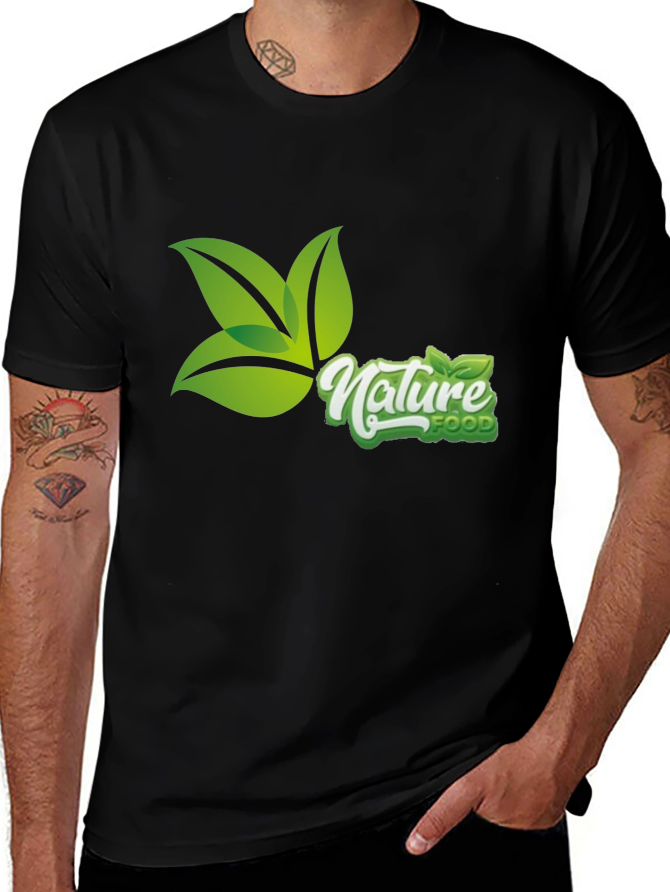 Nature Food Graphic Tee - Black Casual T-Shirt