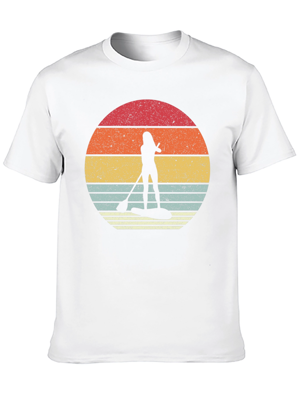 Retro Sunset Paddleboarder Black T-Shirt