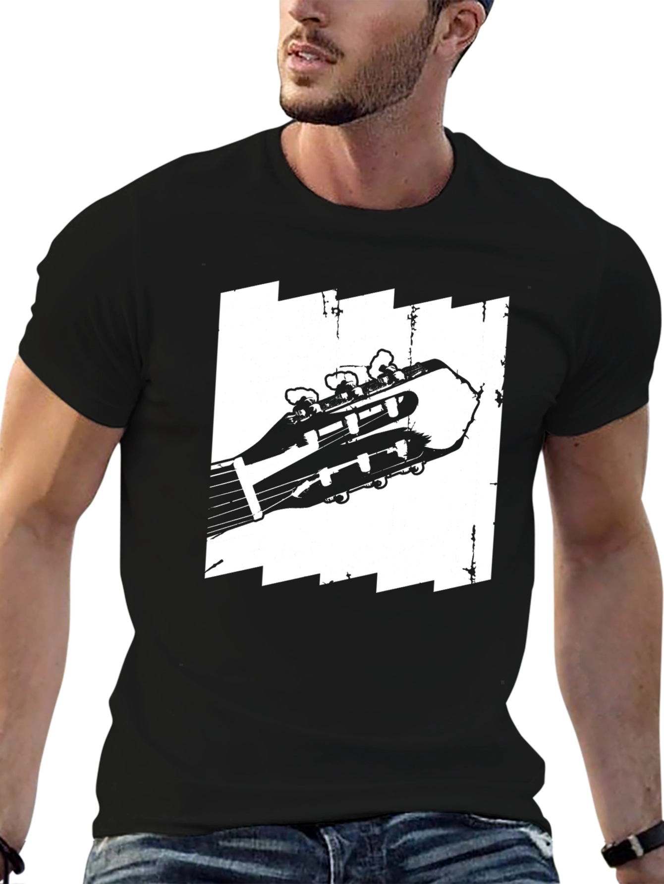 Guitar Headstock Graphic Tee - Music Lovers T-Shirt
