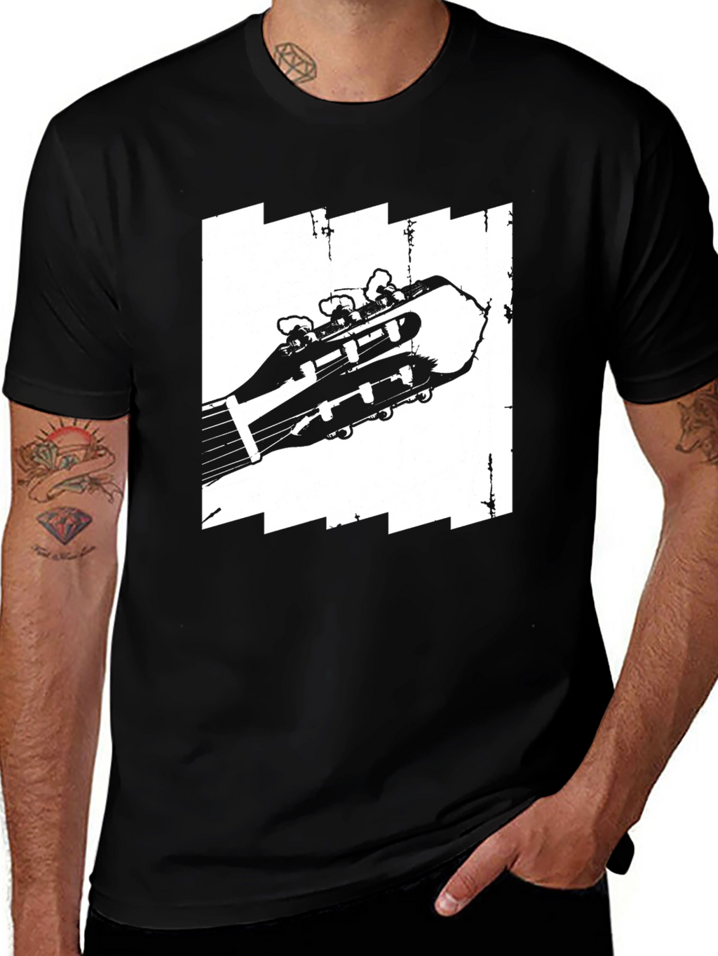 Guitar Headstock Graphic Tee - Music Lovers T-Shirt