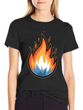 Fire and Ice Graphic Black T-Shirt - Bold Design