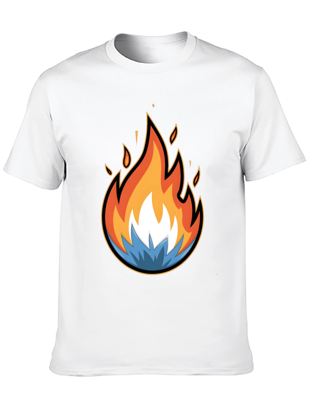 Fire and Ice Graphic Black T-Shirt - Bold Design