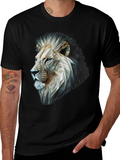 Geometric Lion Graphic T-Shirt - Modern Black Tee
