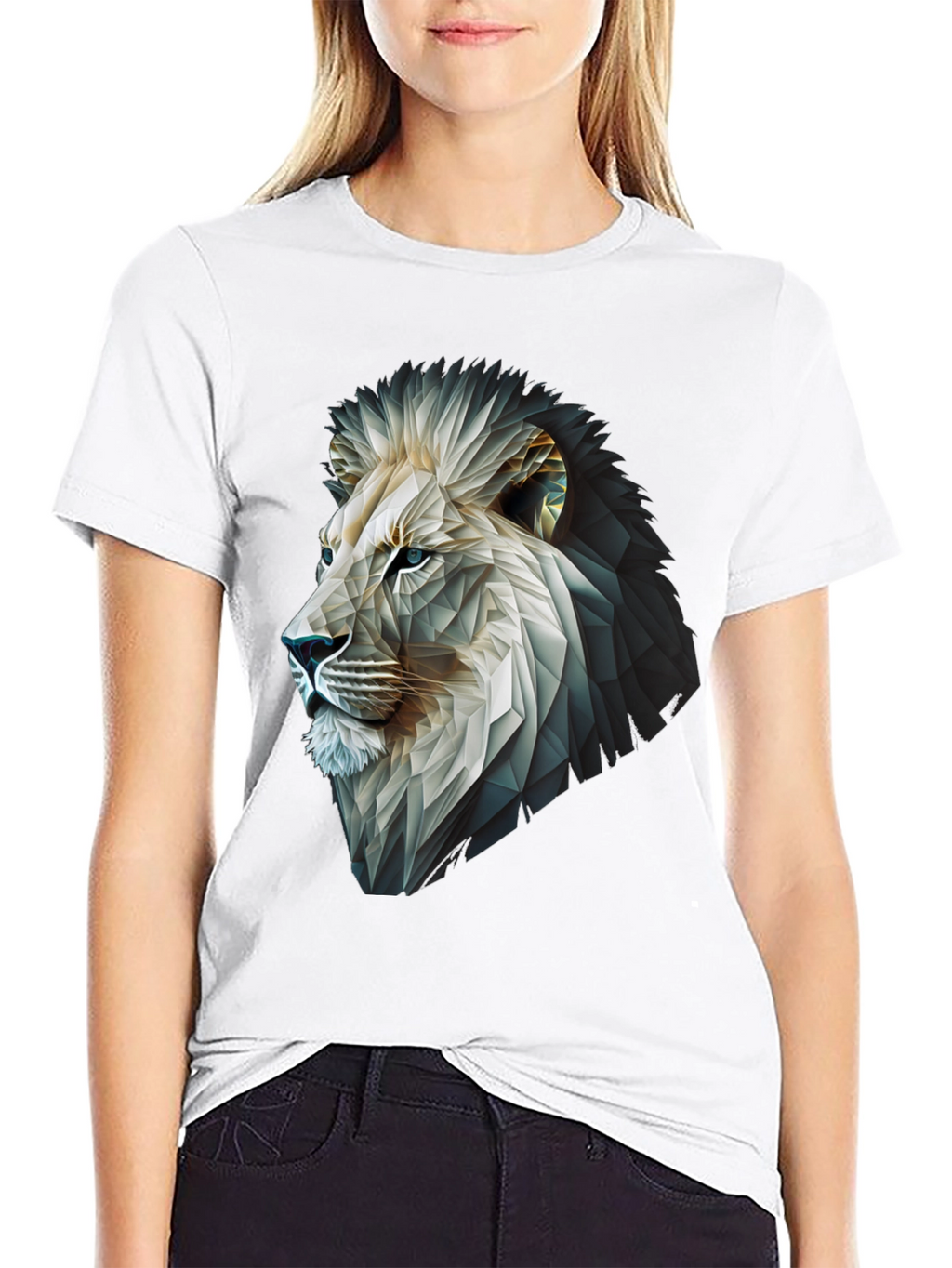 Geometric Lion Graphic T-Shirt - Modern Black Tee