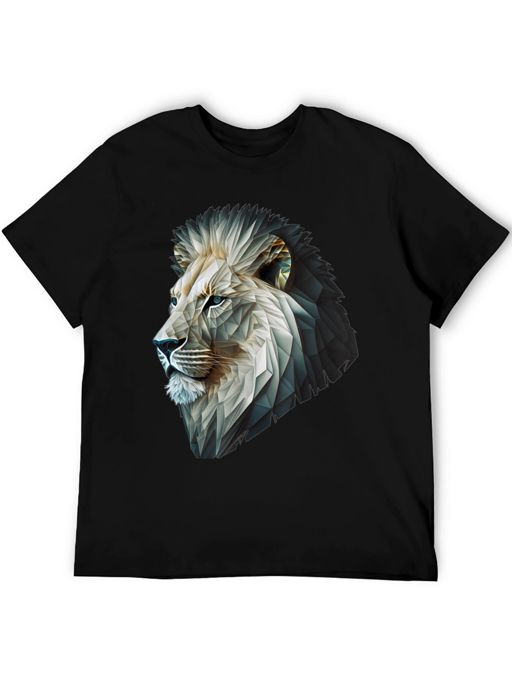 Geometric Lion Graphic T-Shirt - Modern Black Tee