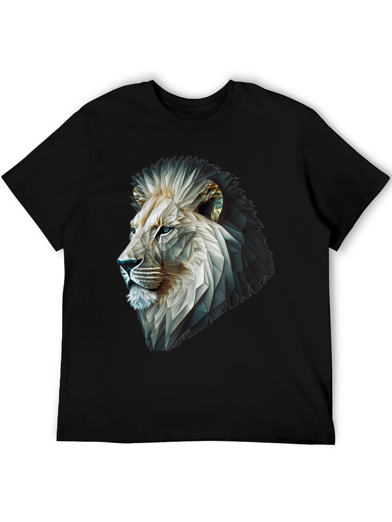 Geometric Lion Graphic T-Shirt - Modern Black Tee
