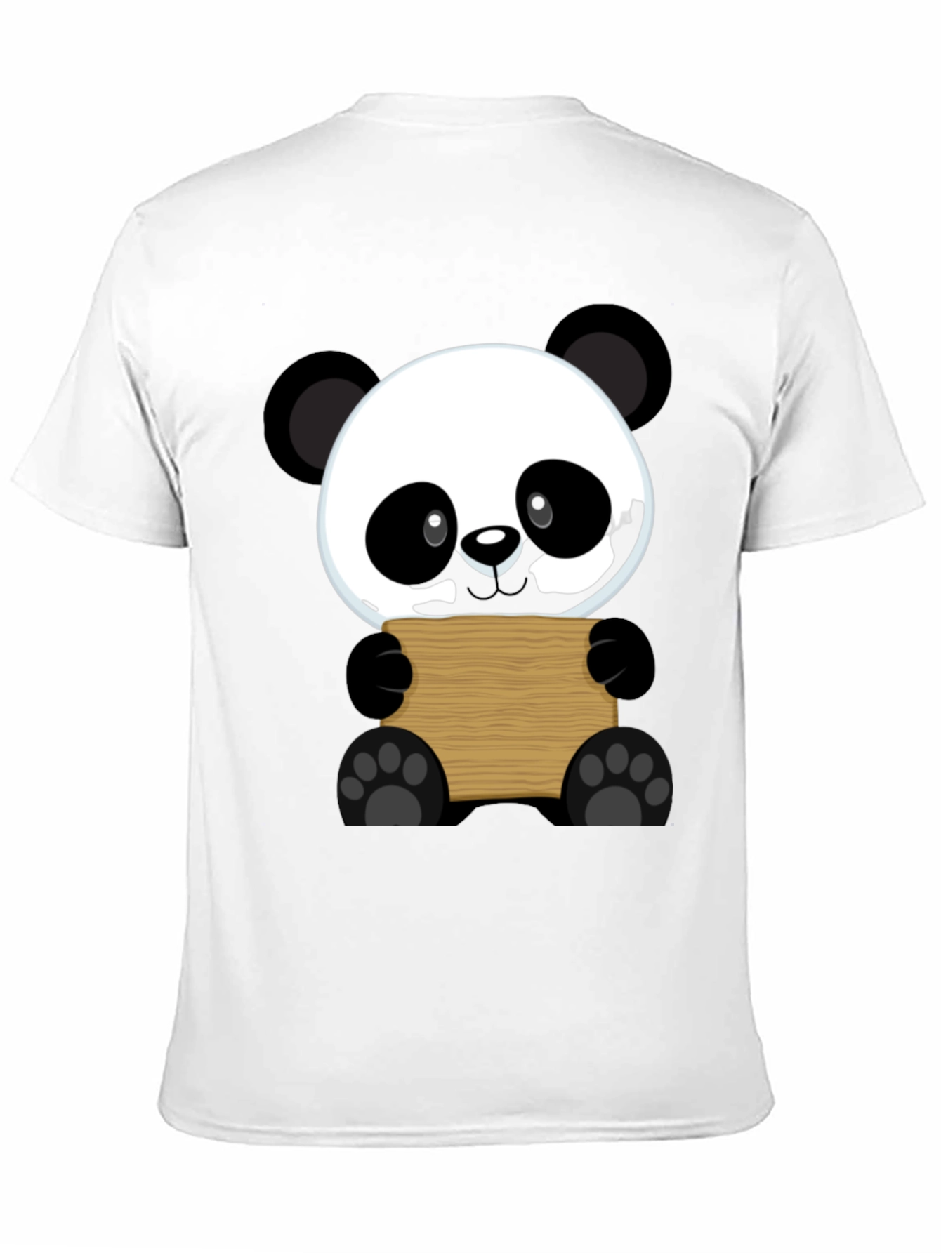 Cute Panda Holding Sign Black T-Shirt