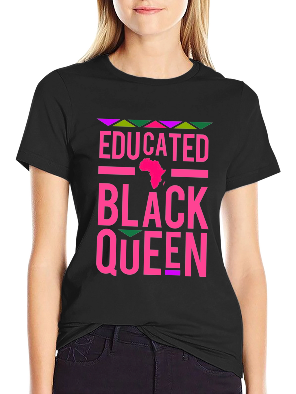 Educated Black Queen T-Shirt - Pink Design