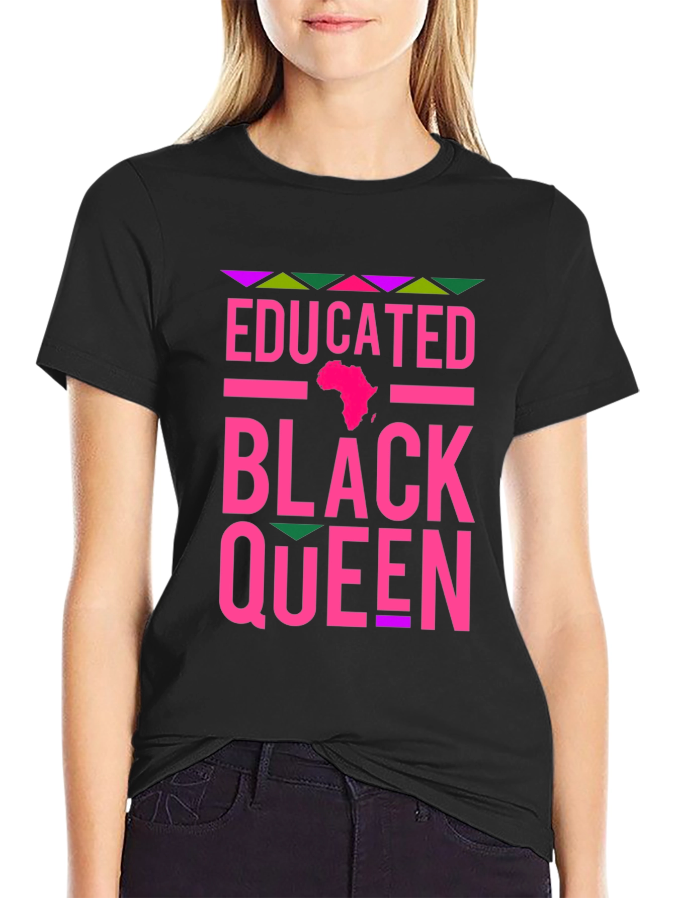 Educated Black Queen T-Shirt - Pink Design