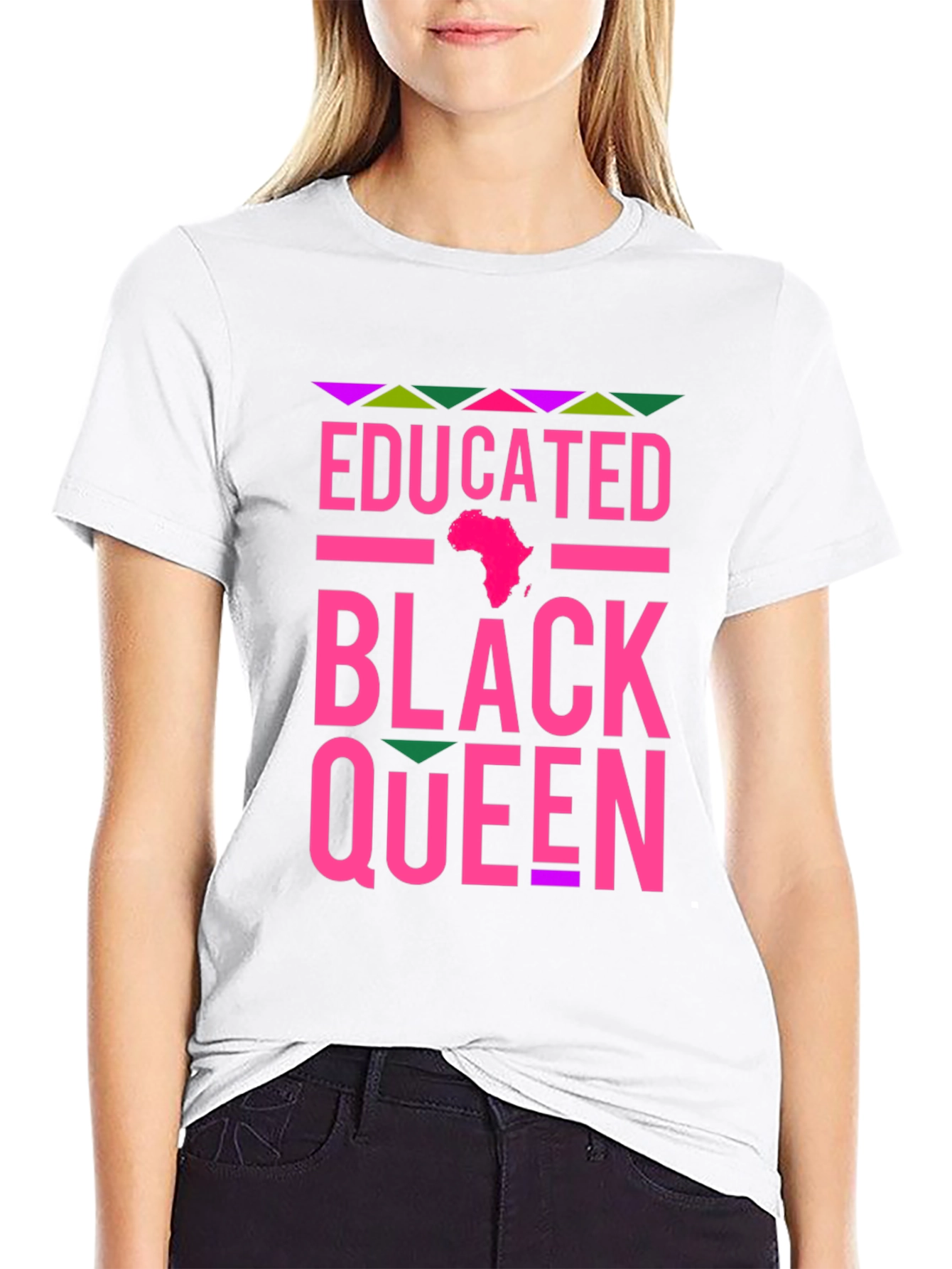 Educated Black Queen T-Shirt - Pink Design
