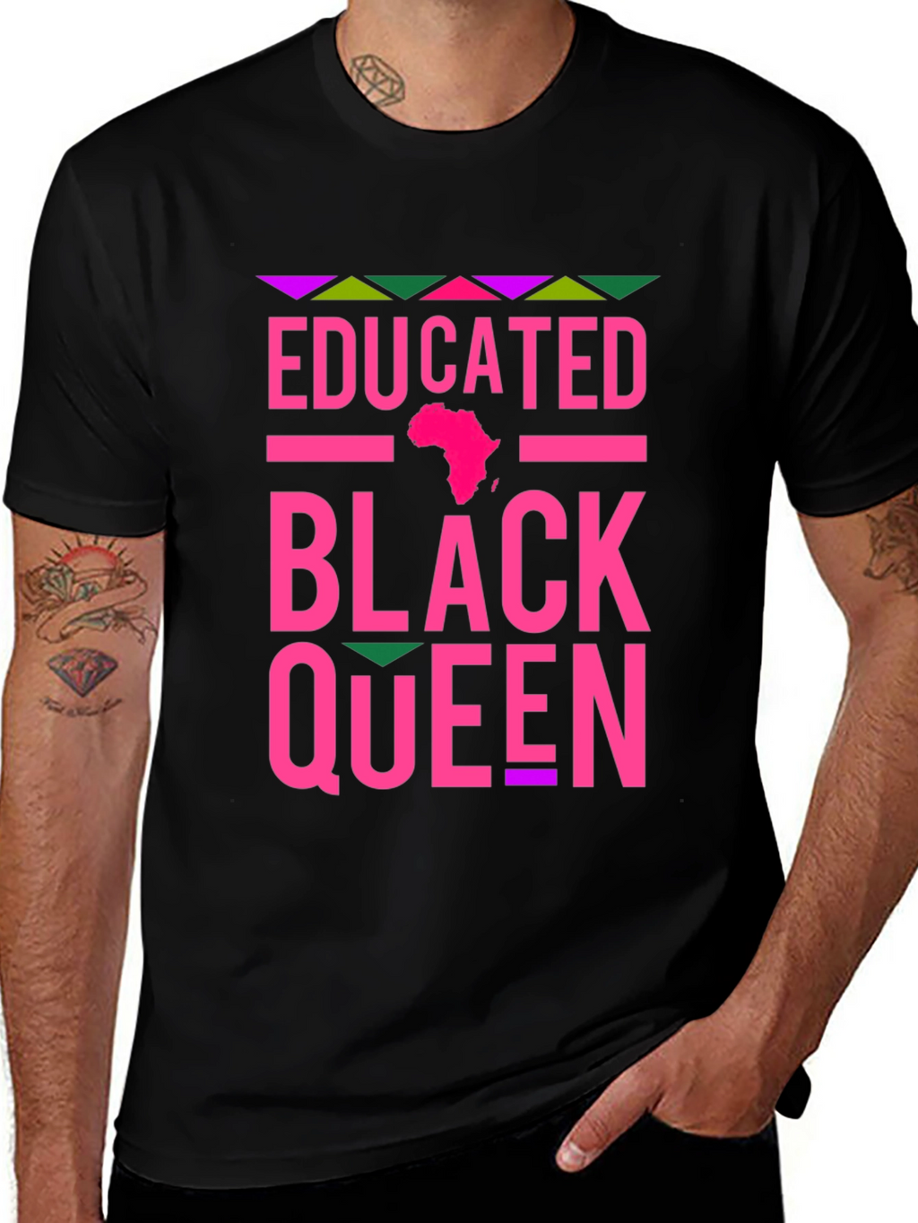 Educated Black Queen T-Shirt - Pink Design