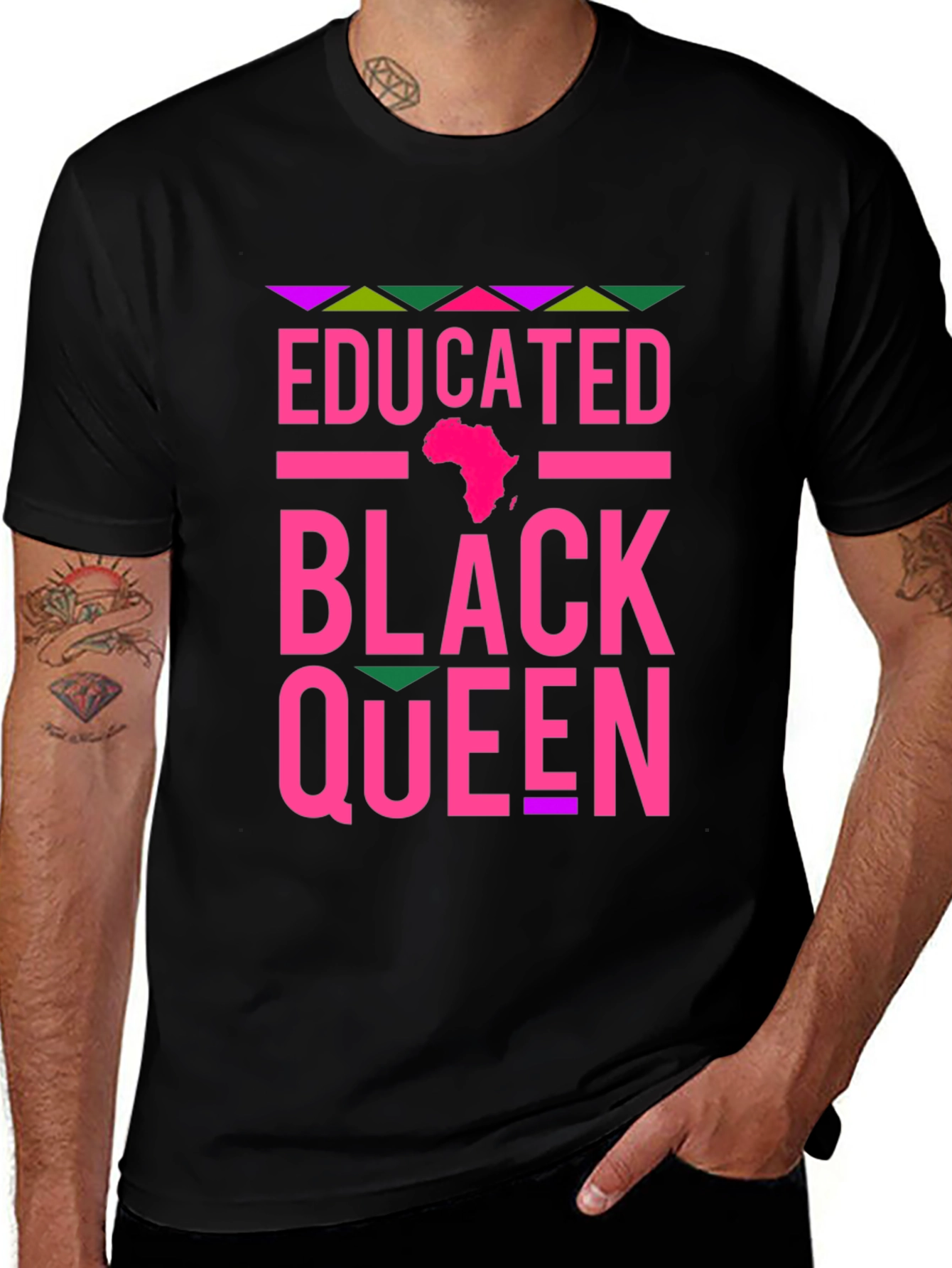 Educated Black Queen T-Shirt - Pink Design