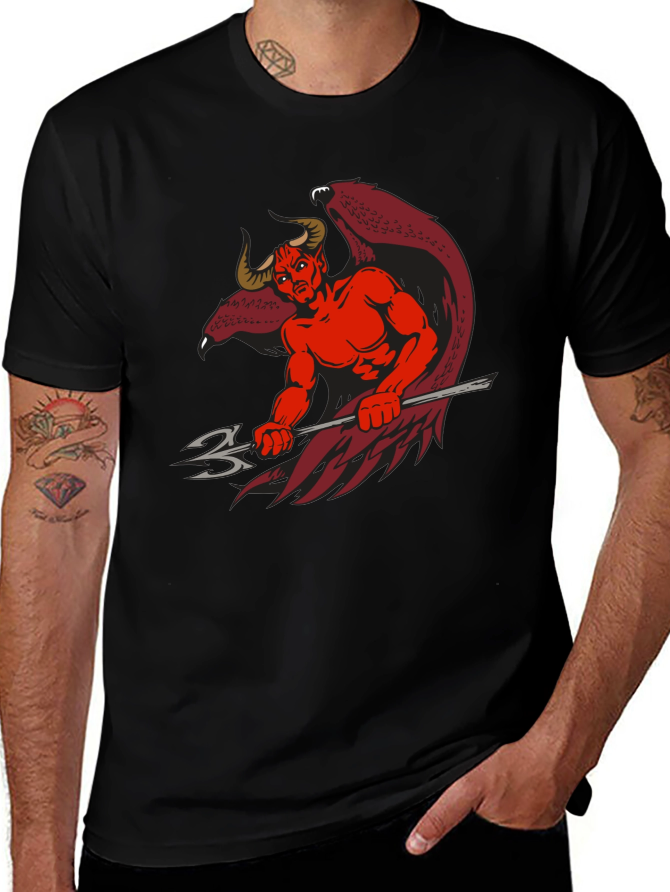 Devil Graphic Print Black T-Shirt