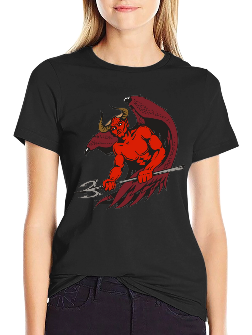 Devil Graphic Print Black T-Shirt