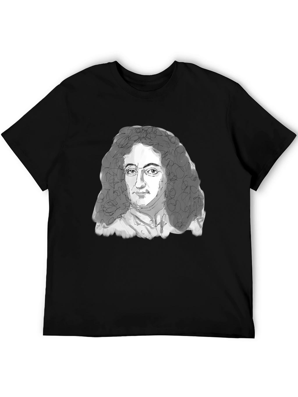 Leibniz Portrait T-Shirt - Black Graphic Tee