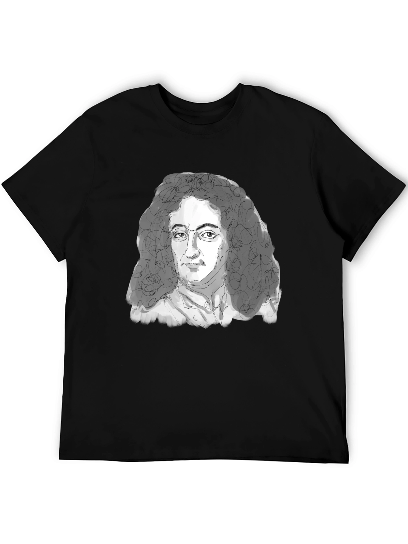 Leibniz Portrait T-Shirt - Black Graphic Tee