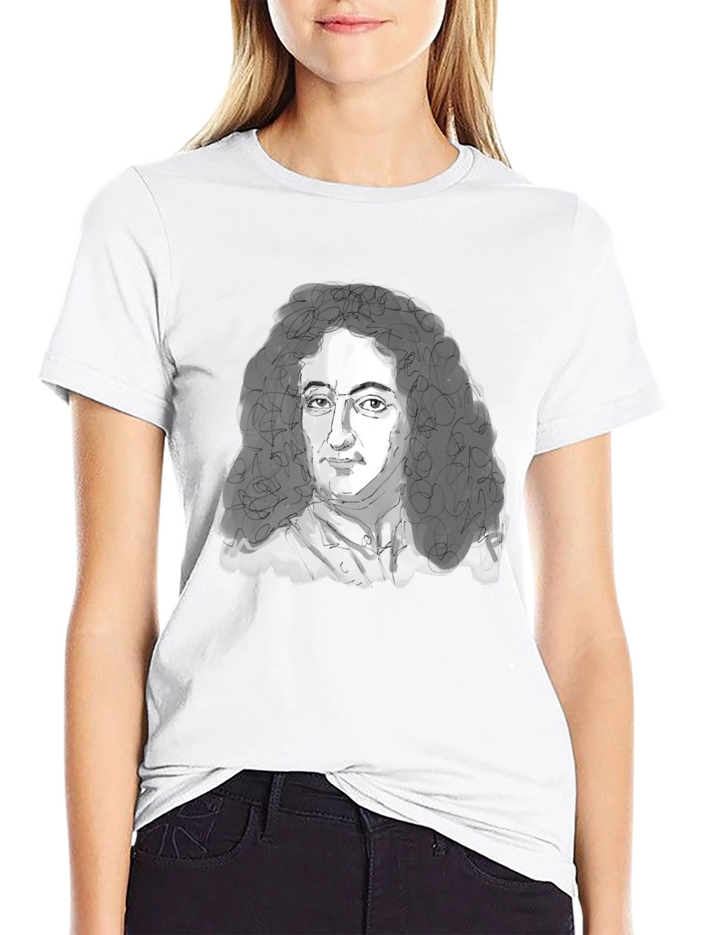 Leibniz Portrait T-Shirt - Black Graphic Tee