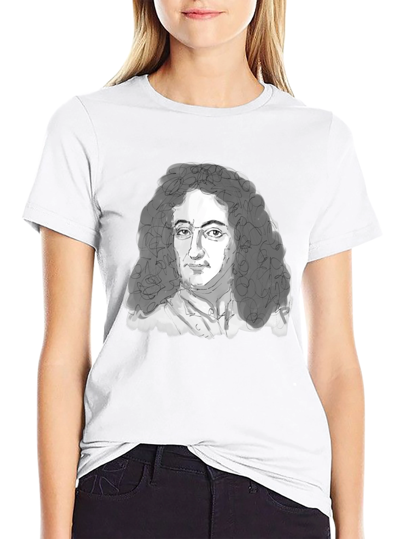 Leibniz Portrait T-Shirt - Black Graphic Tee