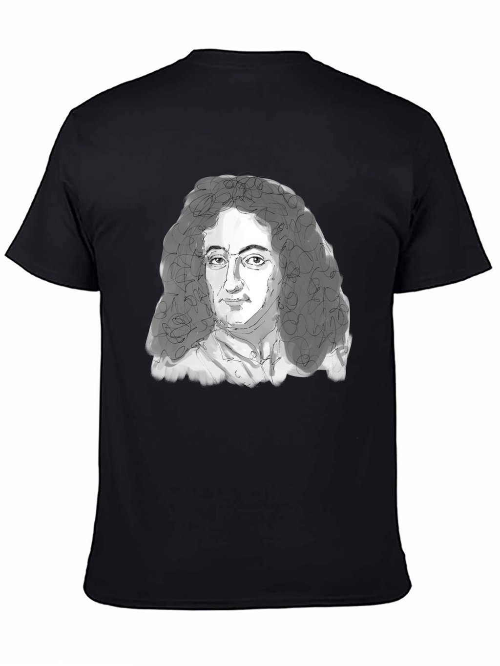 Leibniz Portrait T-Shirt - Black Graphic Tee