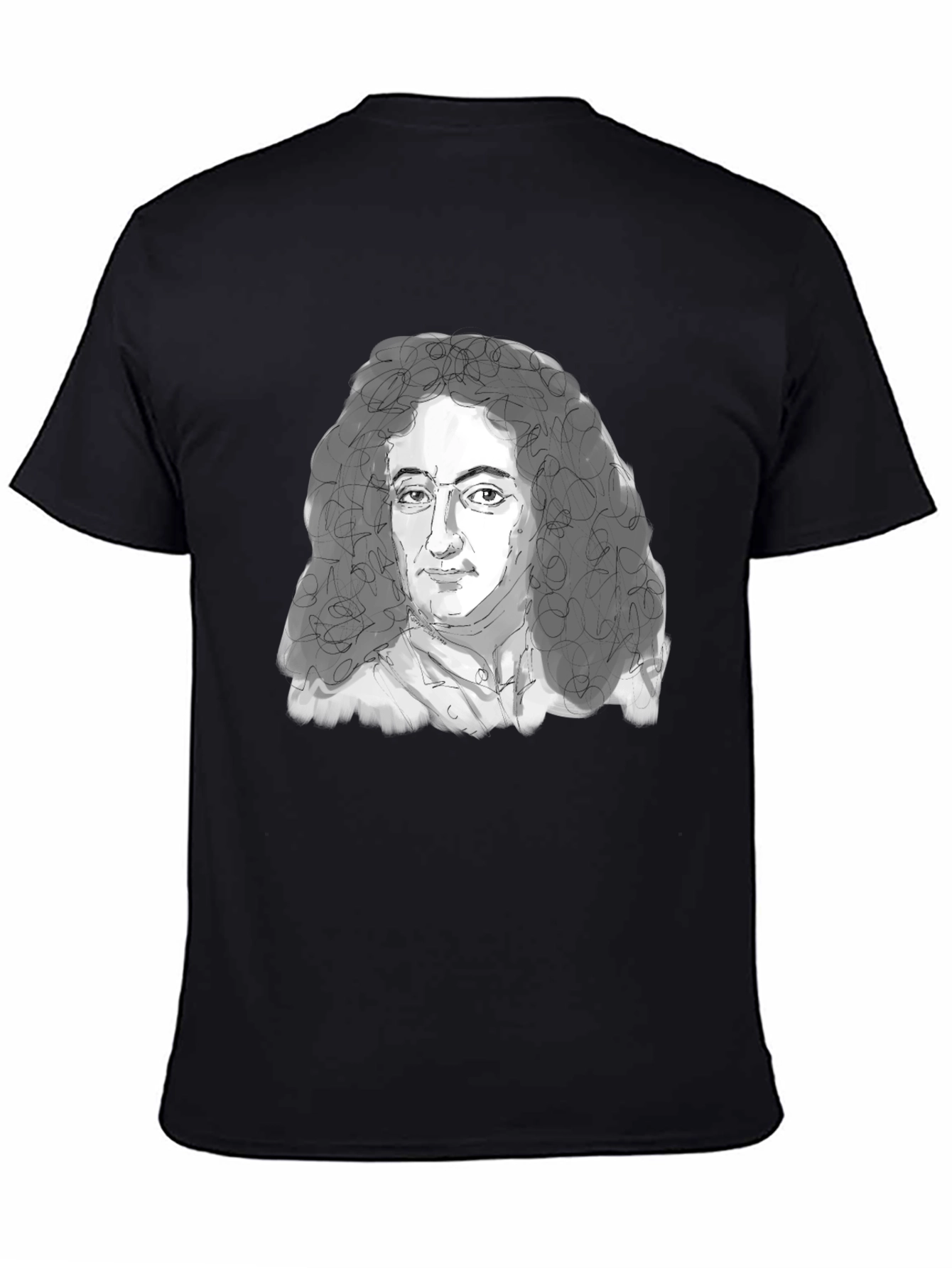 Leibniz Portrait T-Shirt - Black Graphic Tee