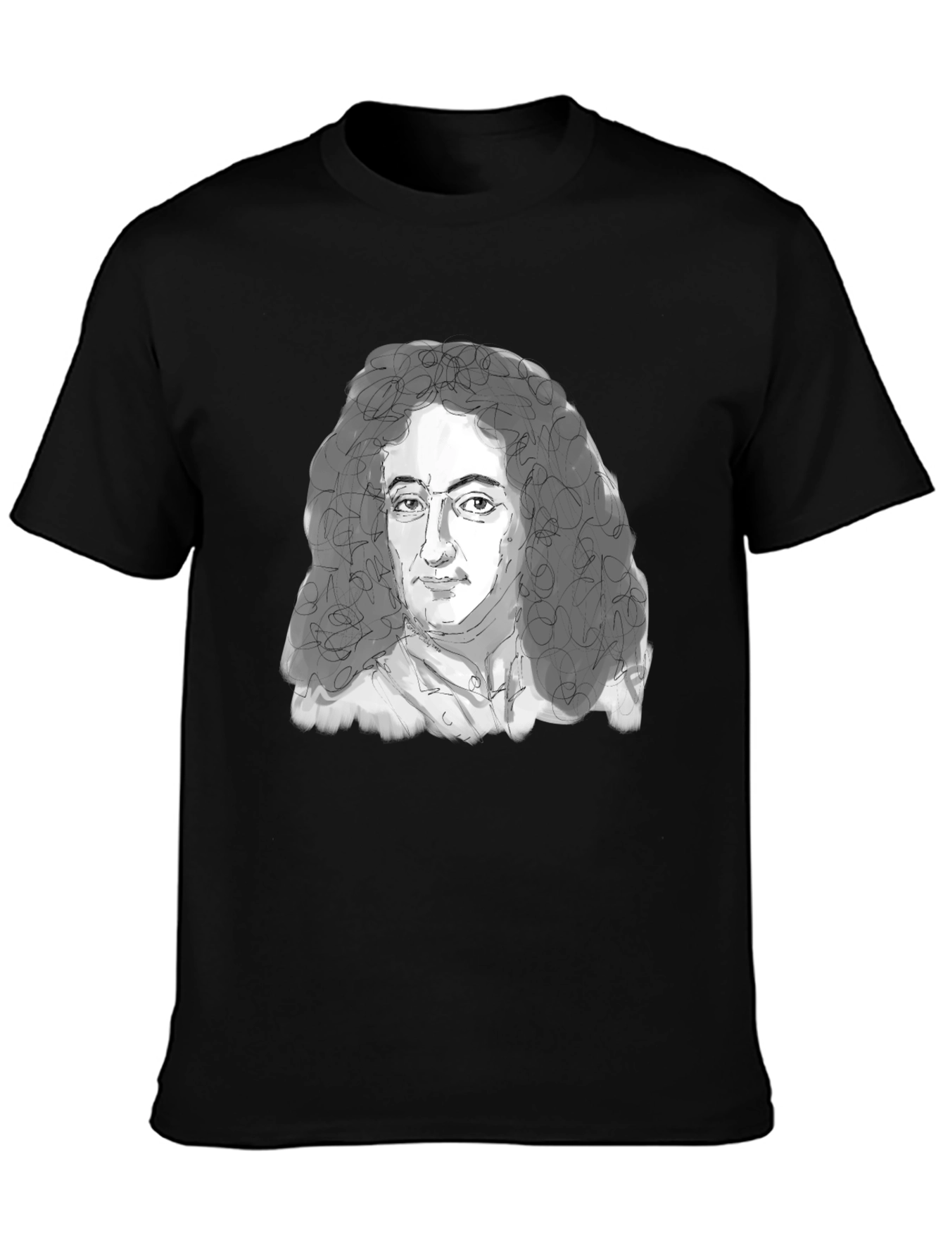 Leibniz Portrait T-Shirt - Black Graphic Tee