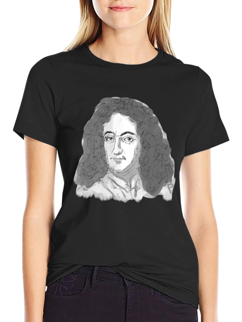 Leibniz Portrait T-Shirt - Black Graphic Tee