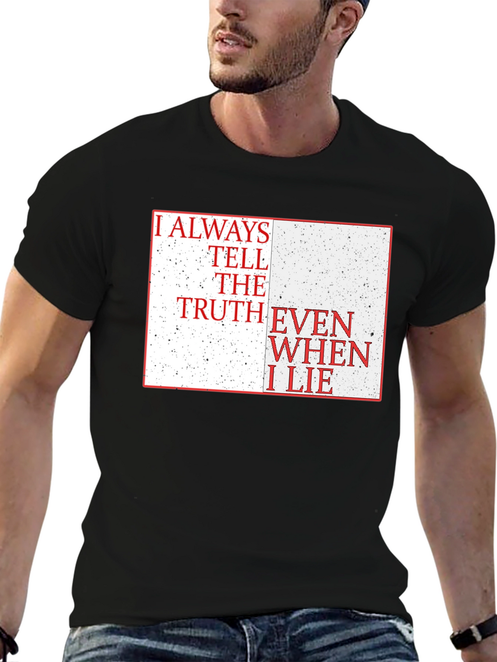 Truth & Lies Graphic Tee - Black Cotton Blend