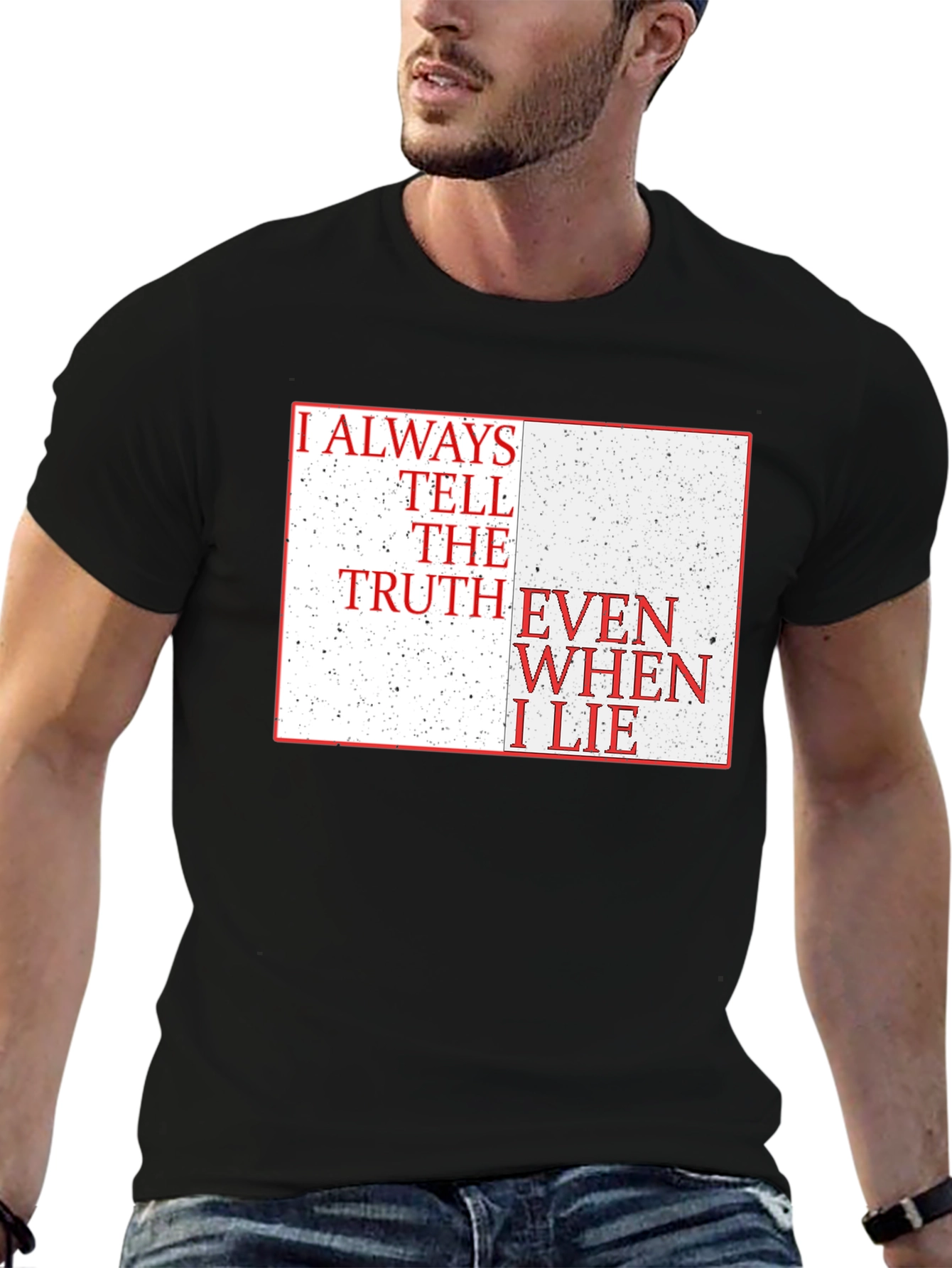 Truth & Lies Graphic Tee - Black Cotton Blend