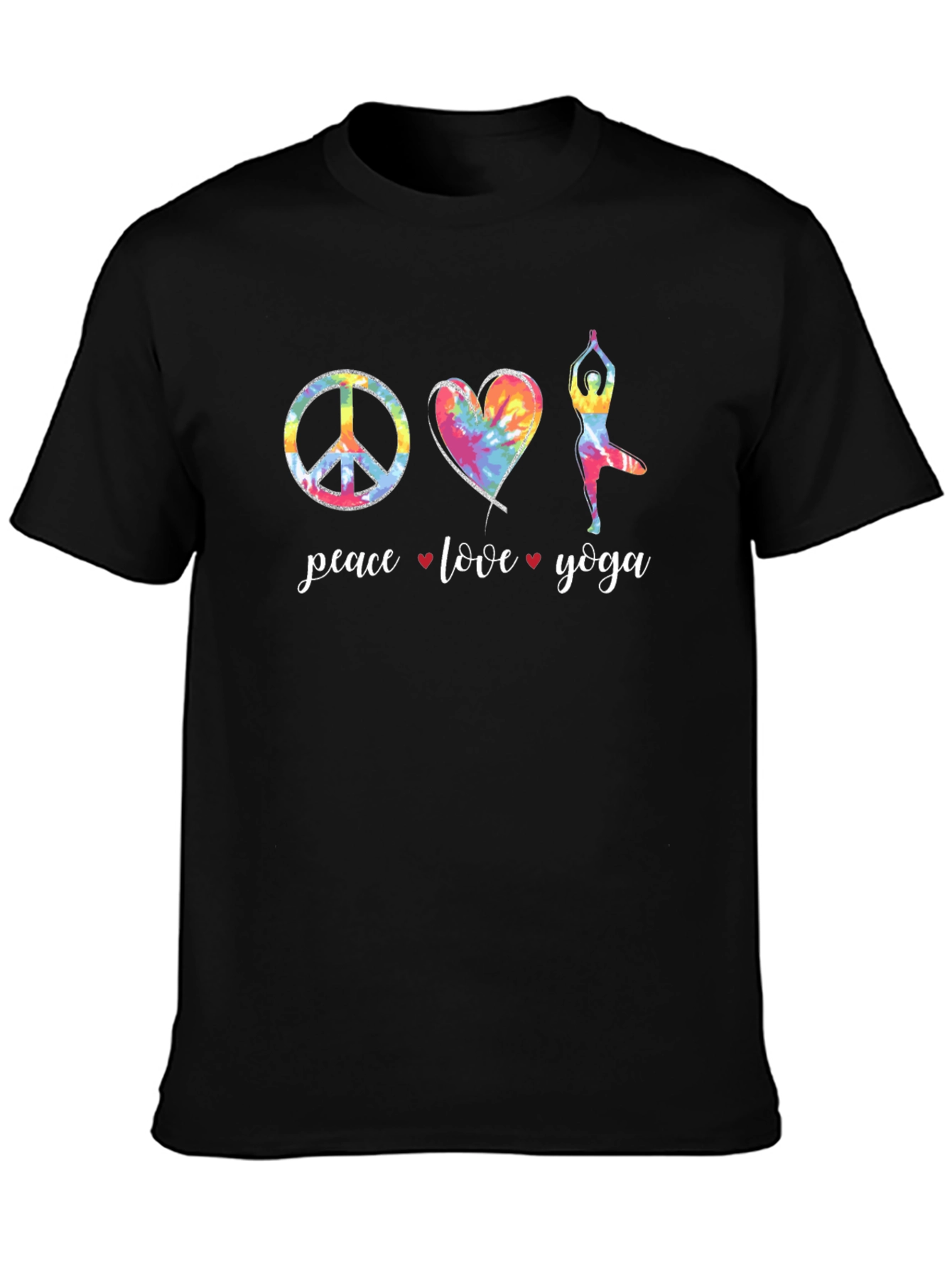Peace Love Yoga Tie-Dye Graphic Tee