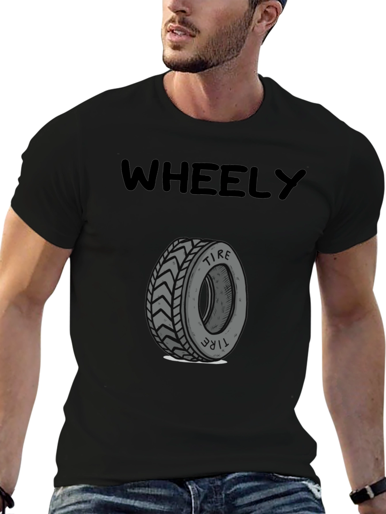 Wheely Tire Graphic Tee - Black Cotton