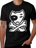 Dog & Bones Graphic Tee - Cool Black T-Shirt