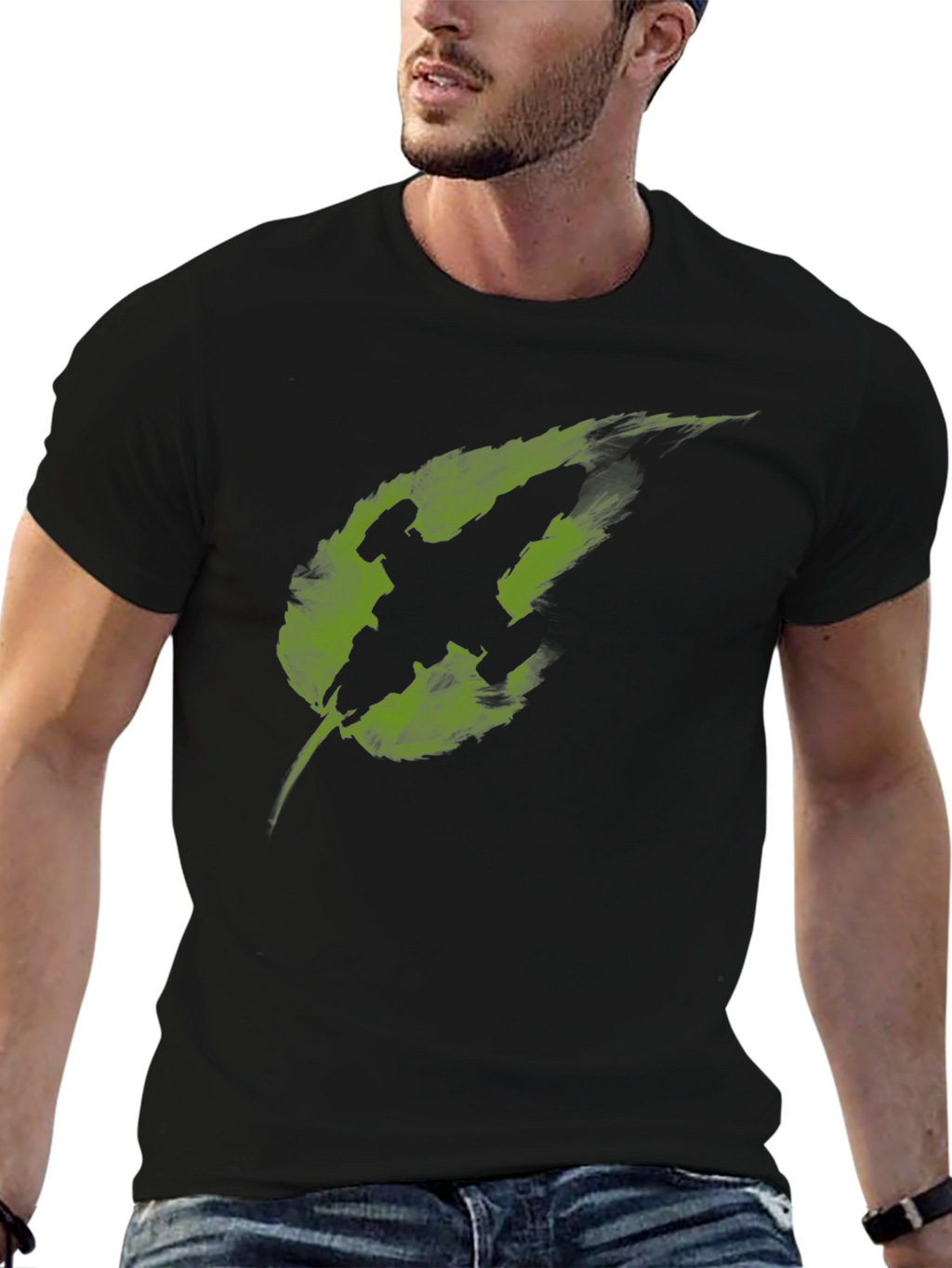 Leaf Fighter Graphic Tee - Black Cotton Blend