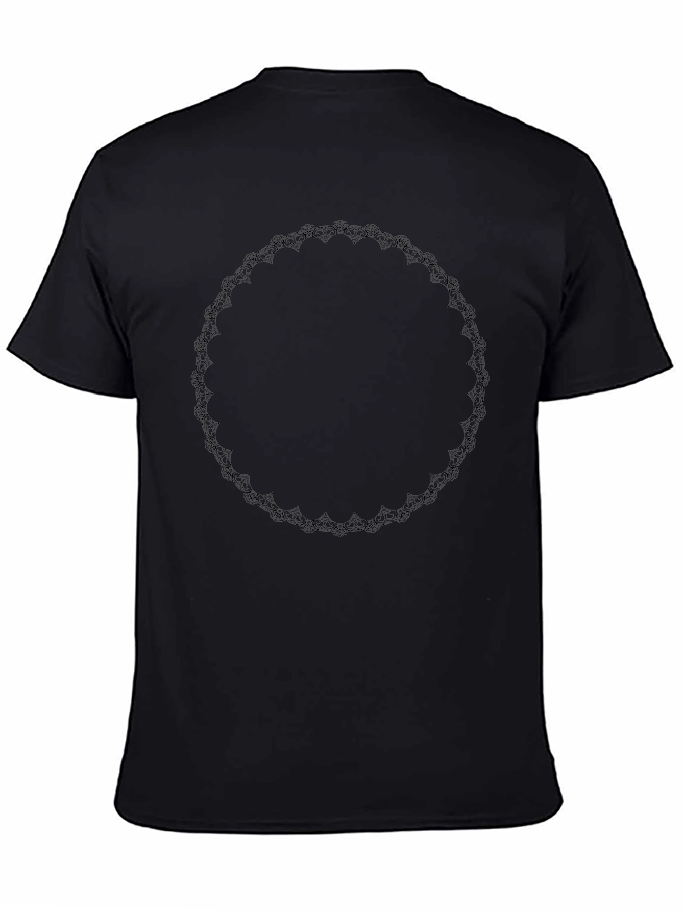 Black Tee with Decorative Circular Design