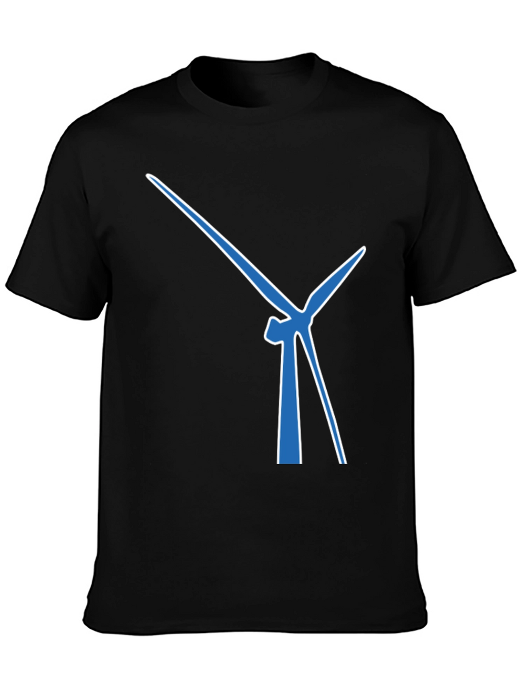 Wind Turbine Graphic Tee - Modern Blue Design