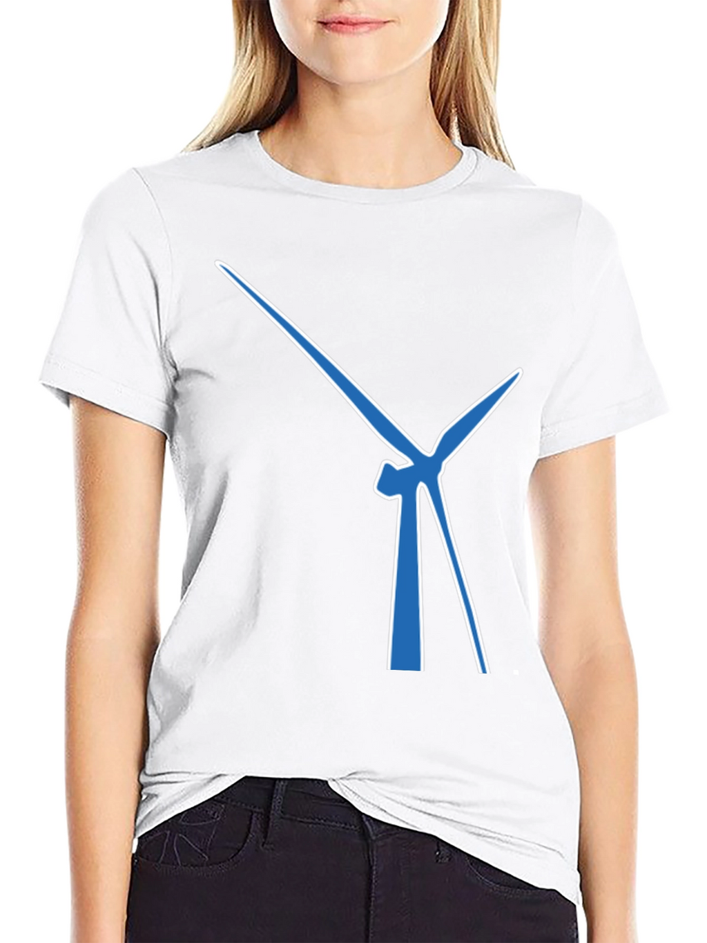 Wind Turbine Graphic Tee - Modern Blue Design