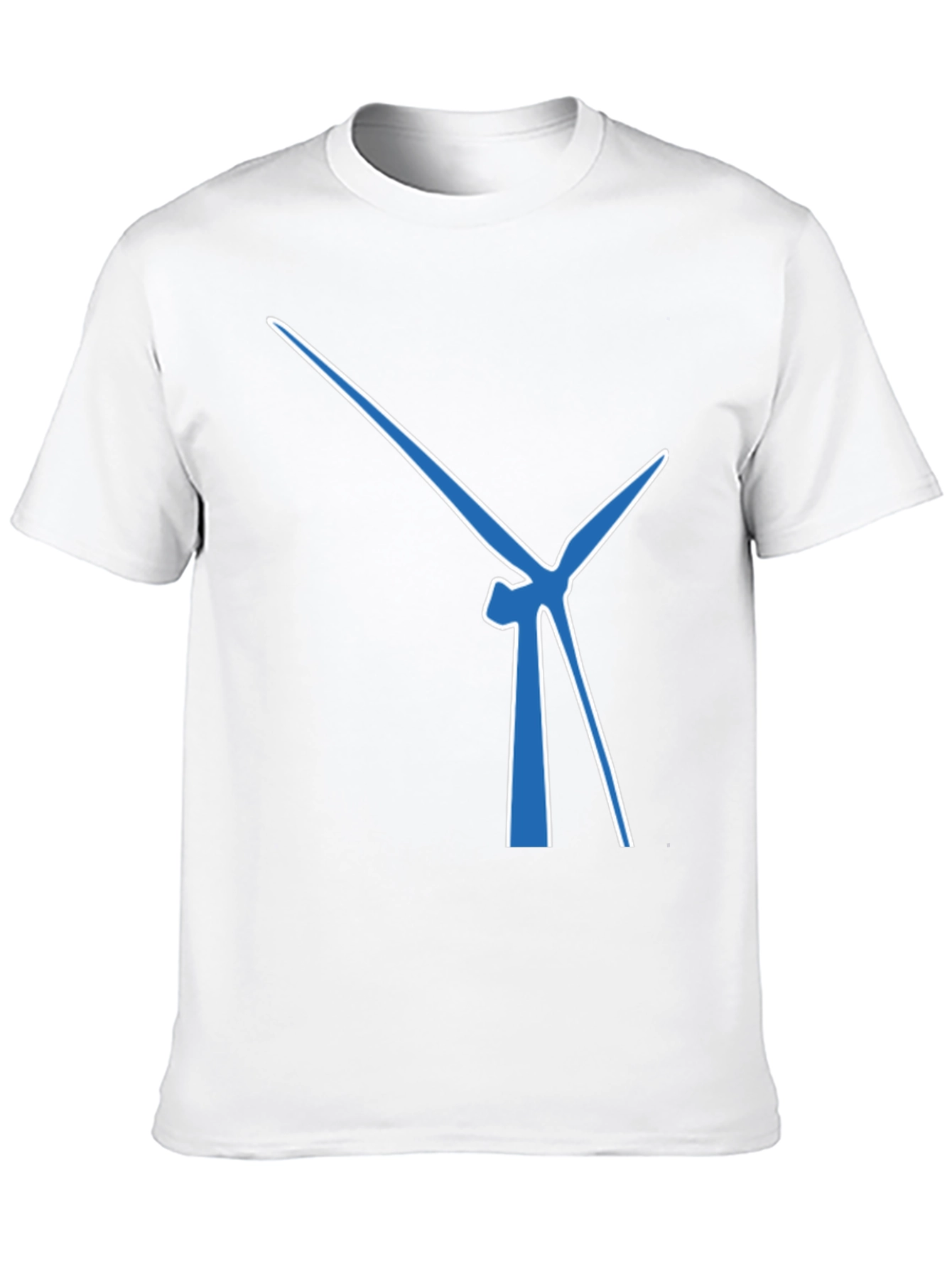 Wind Turbine Graphic Tee - Modern Blue Design