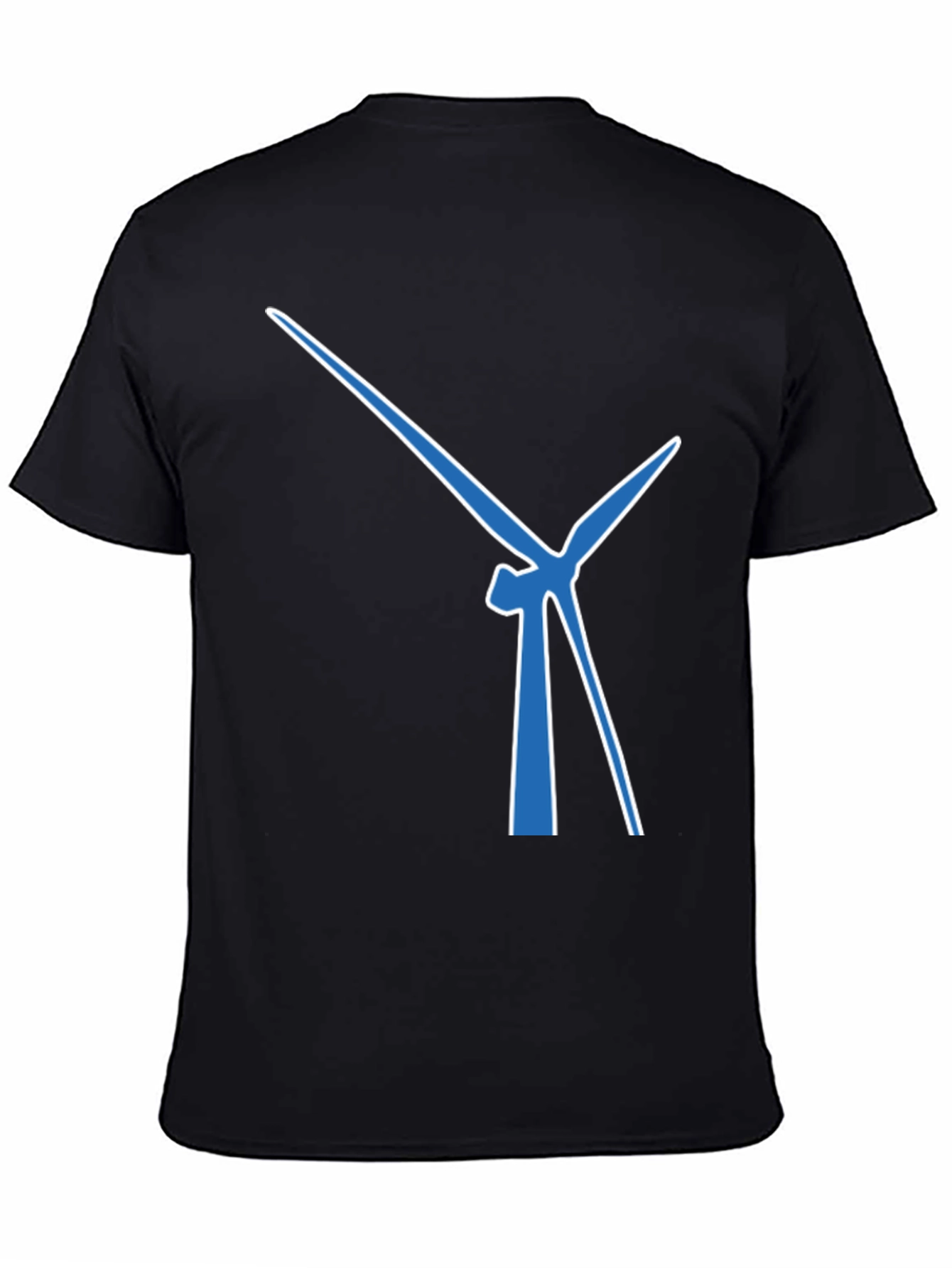 Wind Turbine Graphic Tee - Modern Blue Design