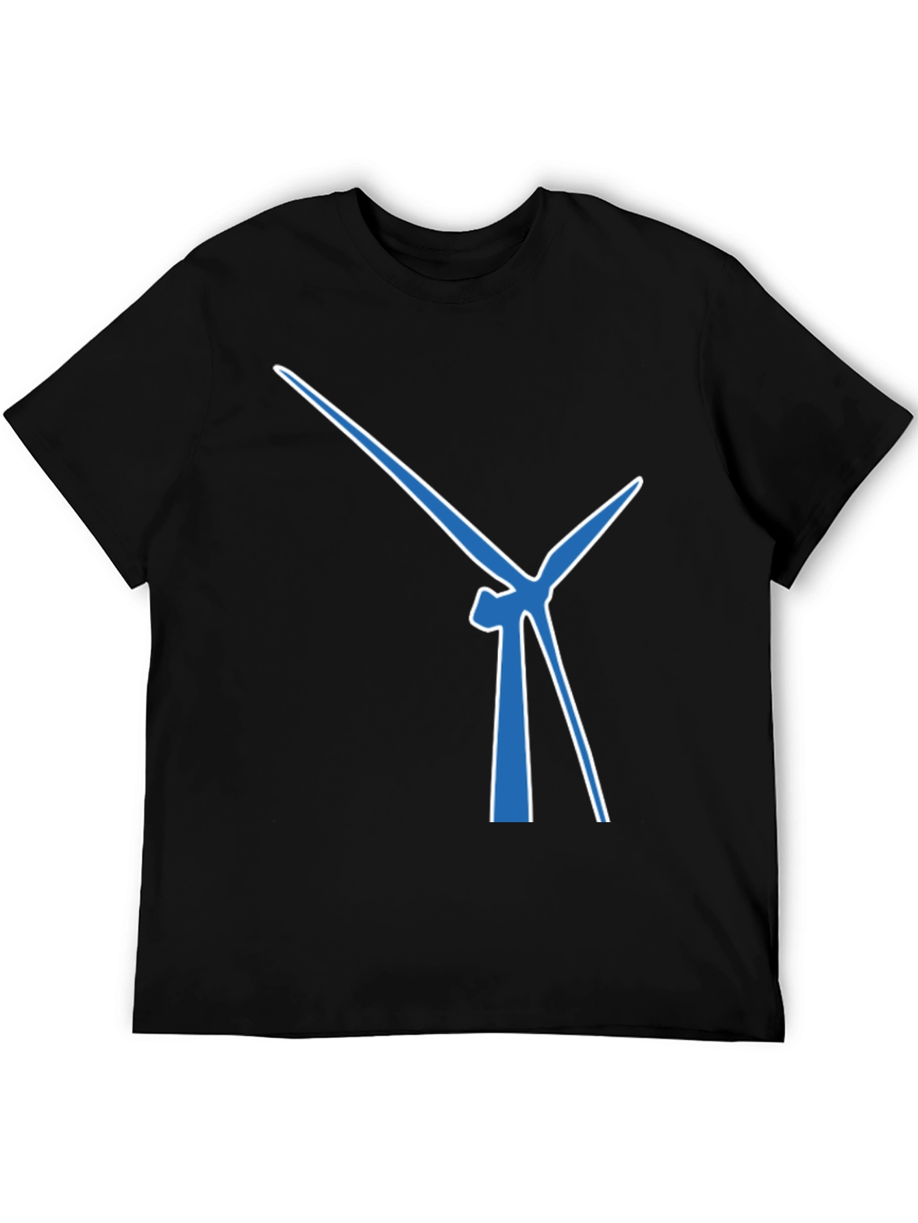 Wind Turbine Graphic Tee - Modern Blue Design