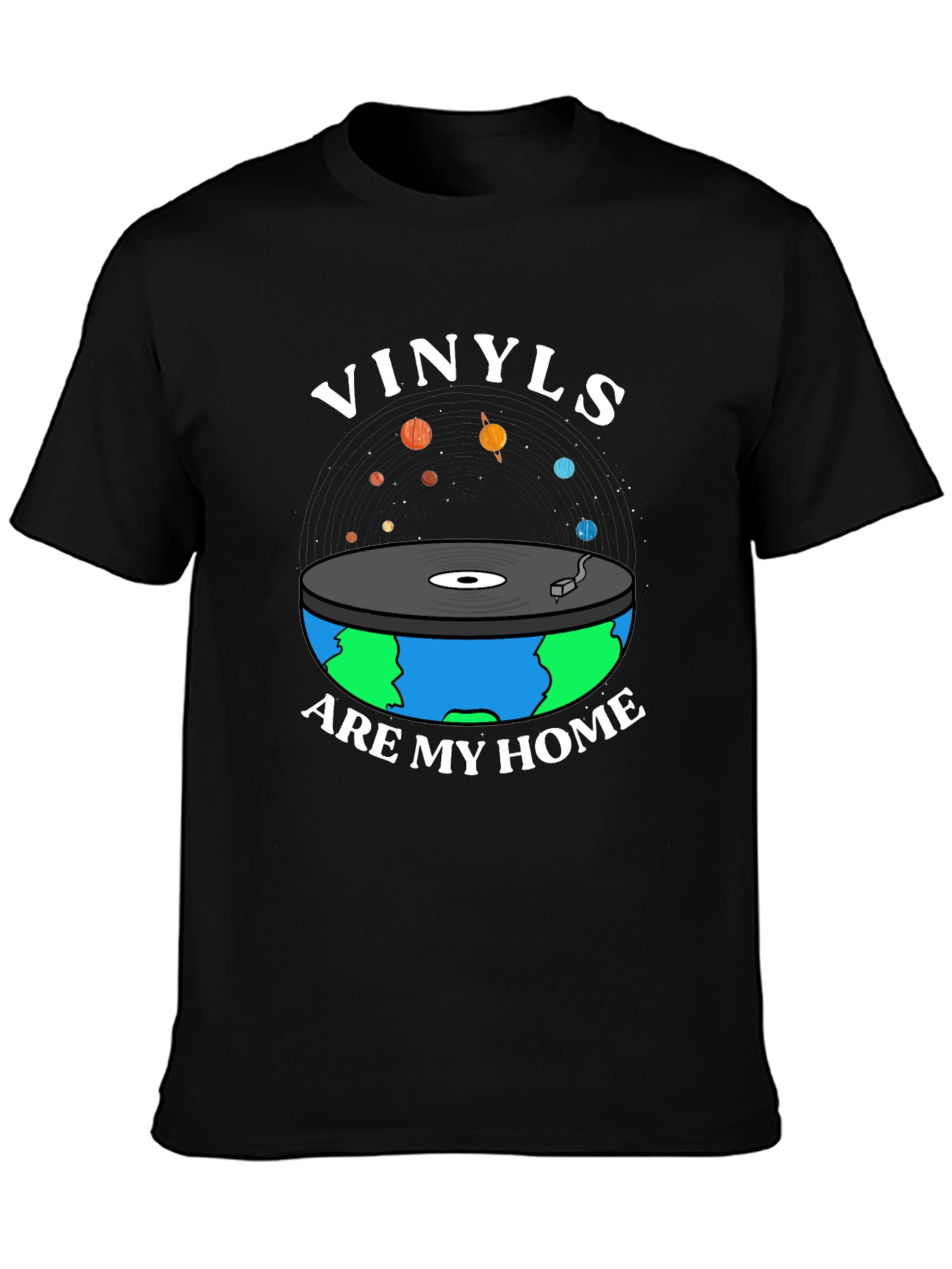 Vinyls Are My Home Graphic Tee - Black Music Lover T-Shirt
