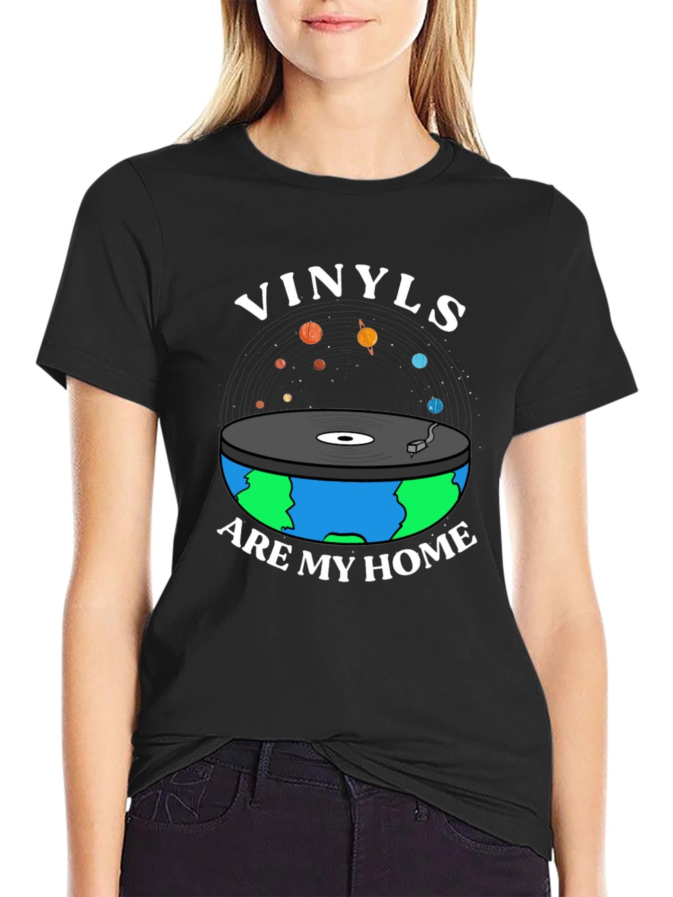 Vinyls Are My Home Graphic Tee - Black Music Lover T-Shirt