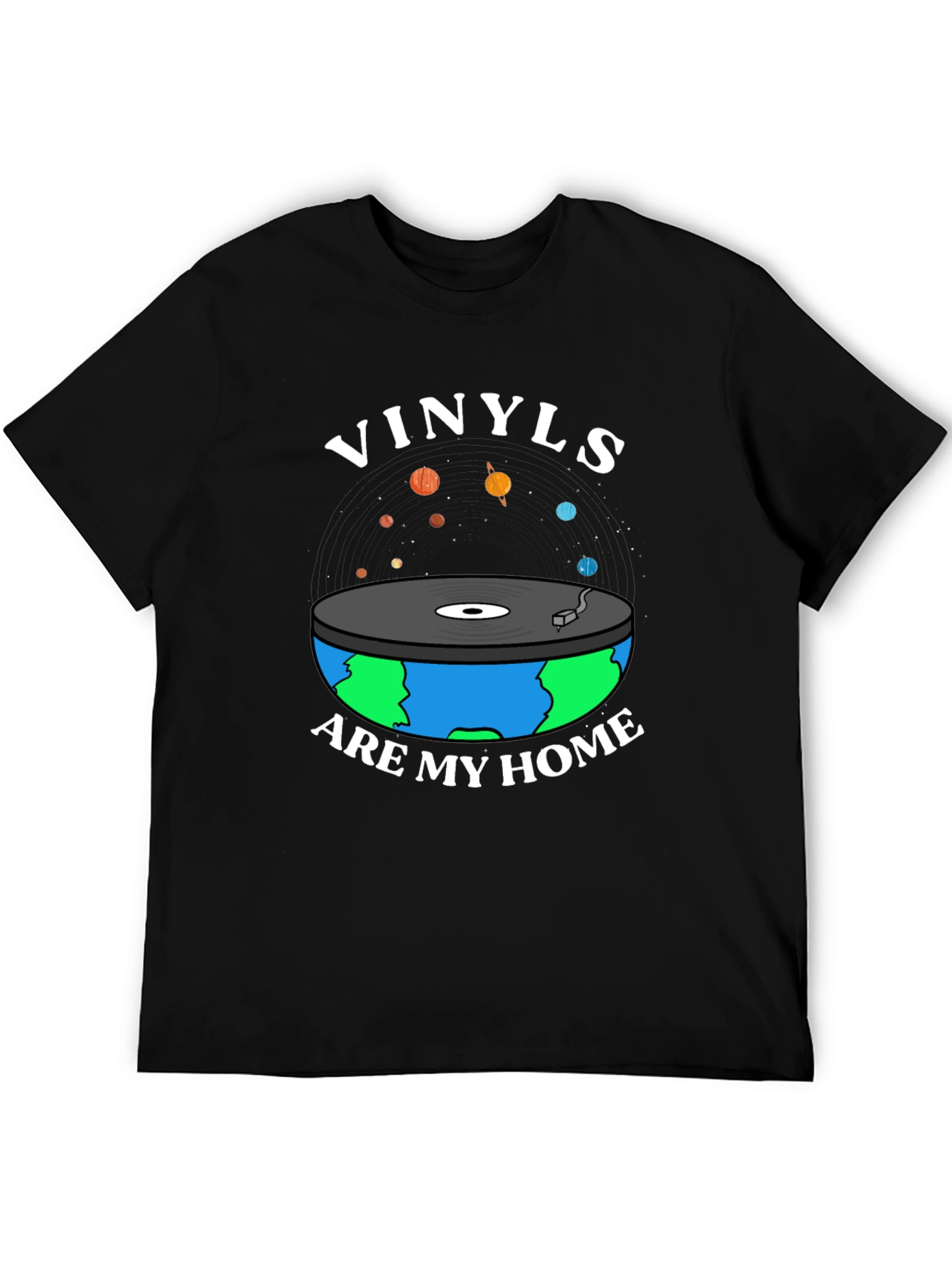 Vinyls Are My Home Graphic Tee - Black Music Lover T-Shirt