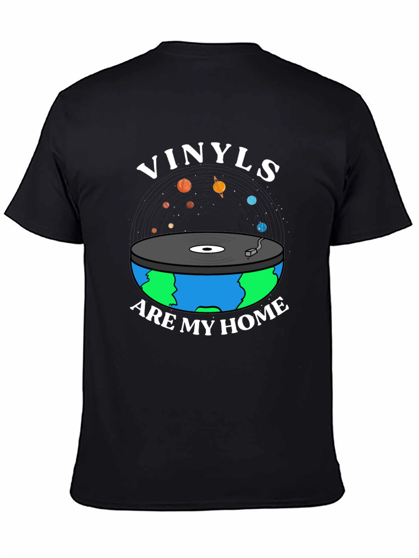 Vinyls Are My Home Graphic Tee - Black Music Lover T-Shirt