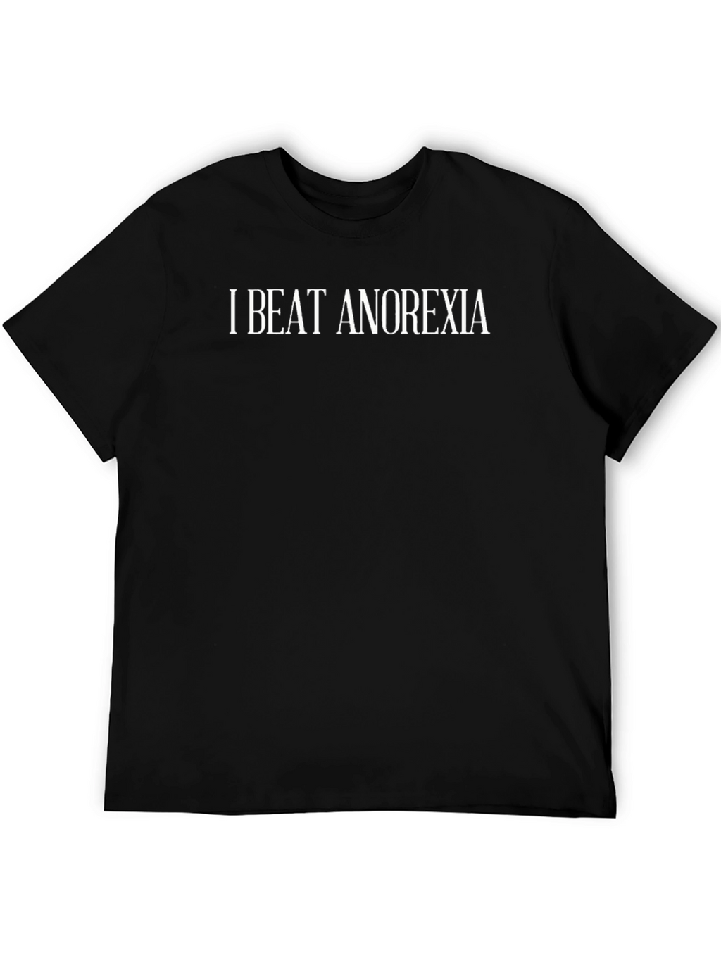 I Beat Anorexia Black Graphic T-Shirt
