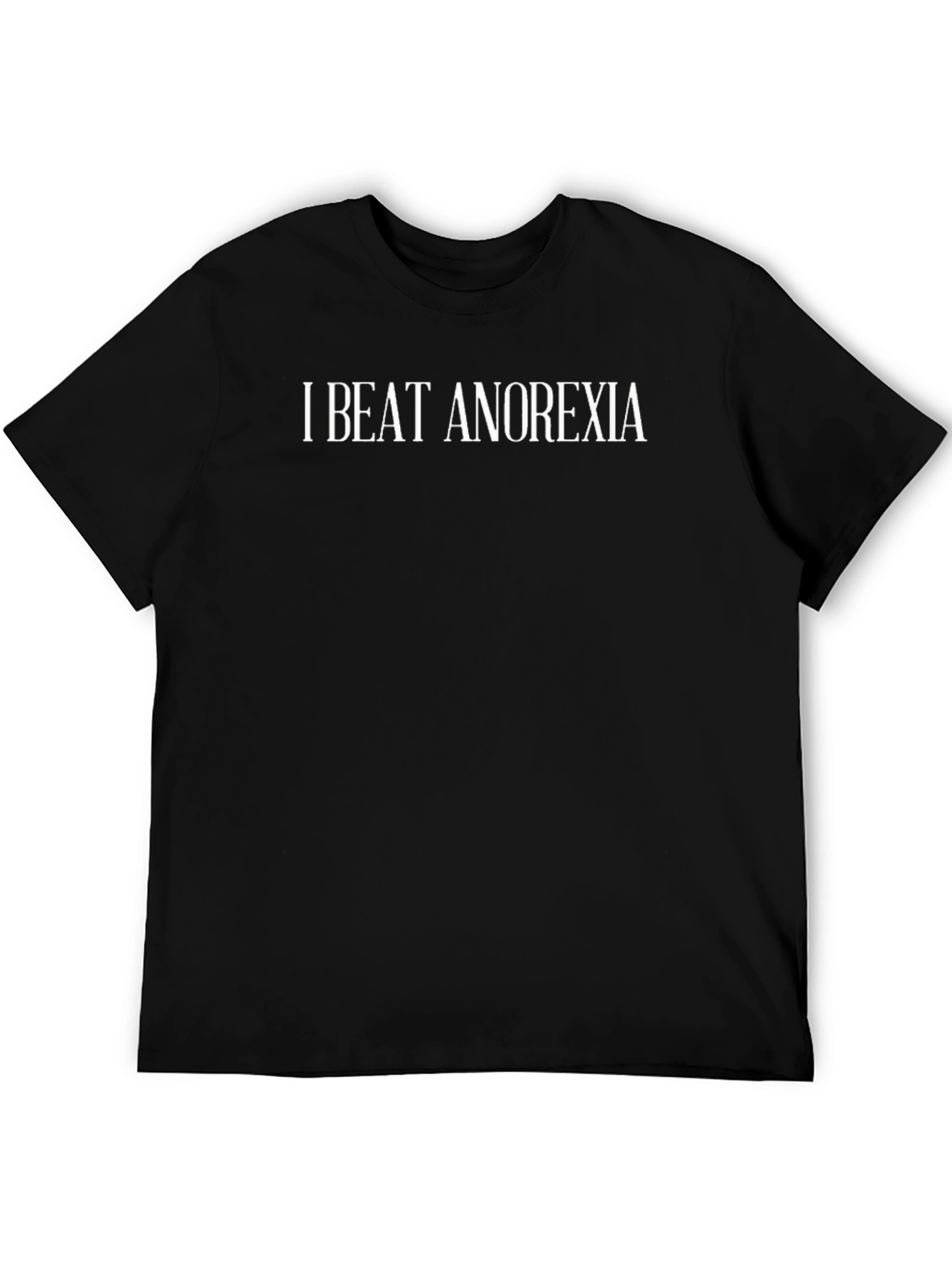 I Beat Anorexia Black Graphic T-Shirt