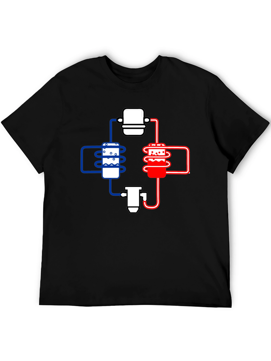 Cooling System Diagram Black T-Shirt