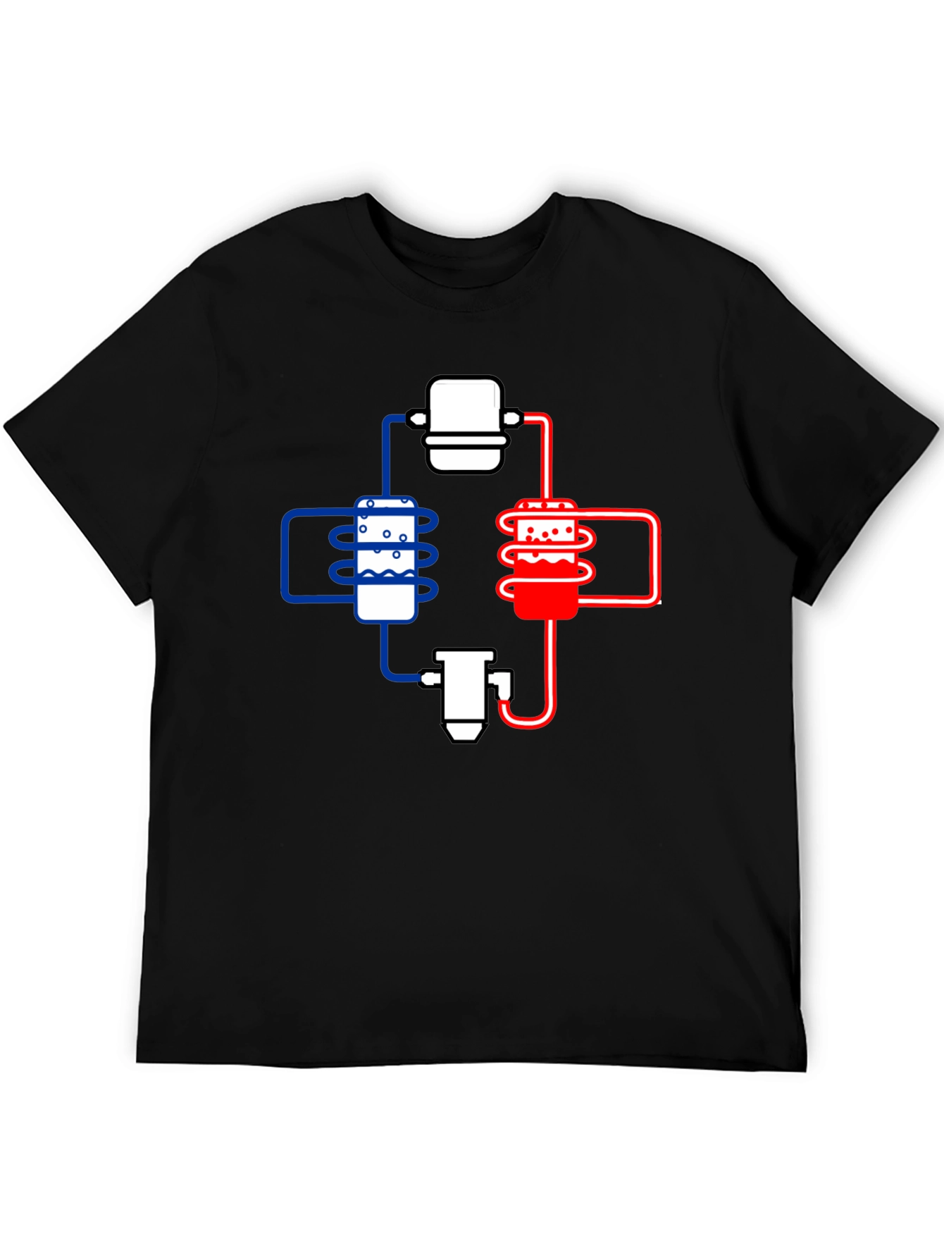Cooling System Diagram Black T-Shirt
