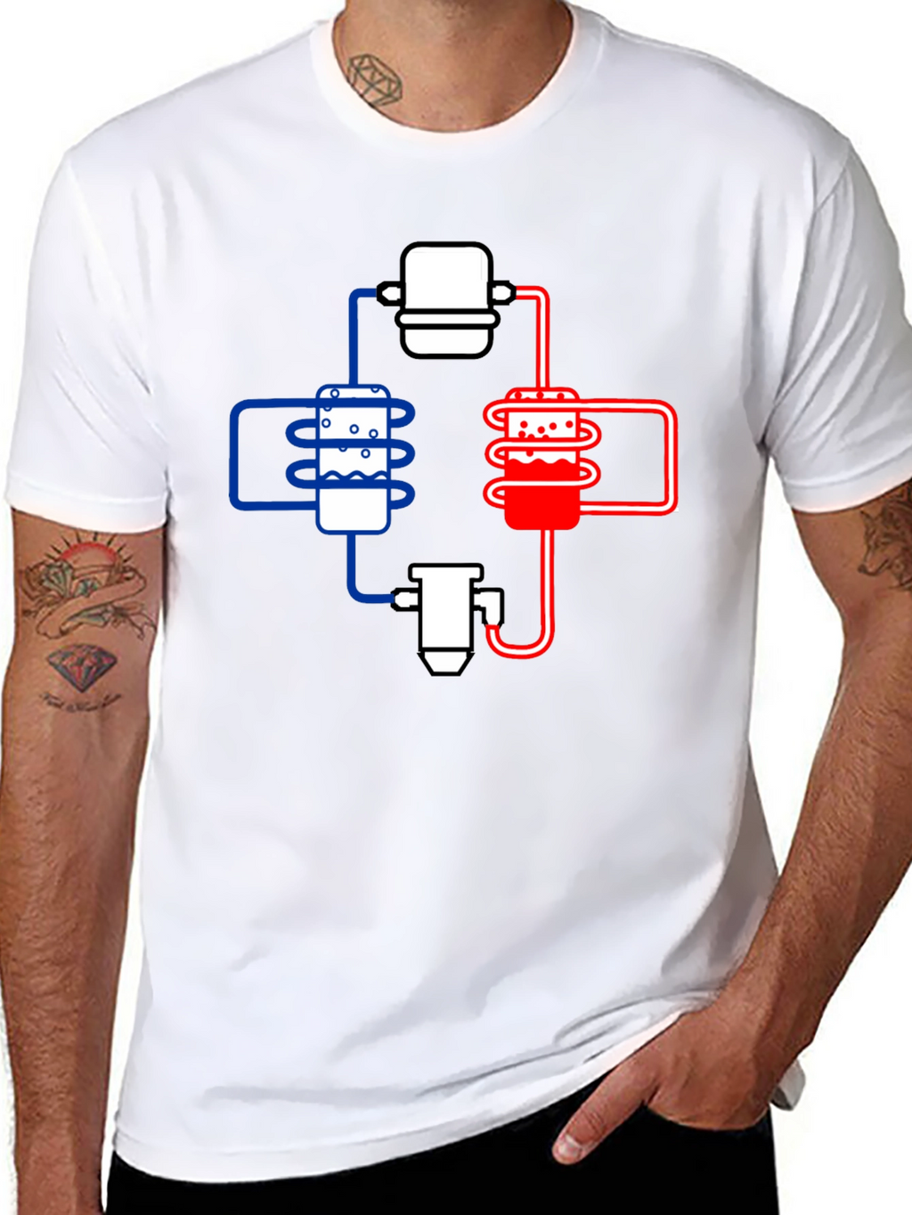Cooling System Diagram Black T-Shirt